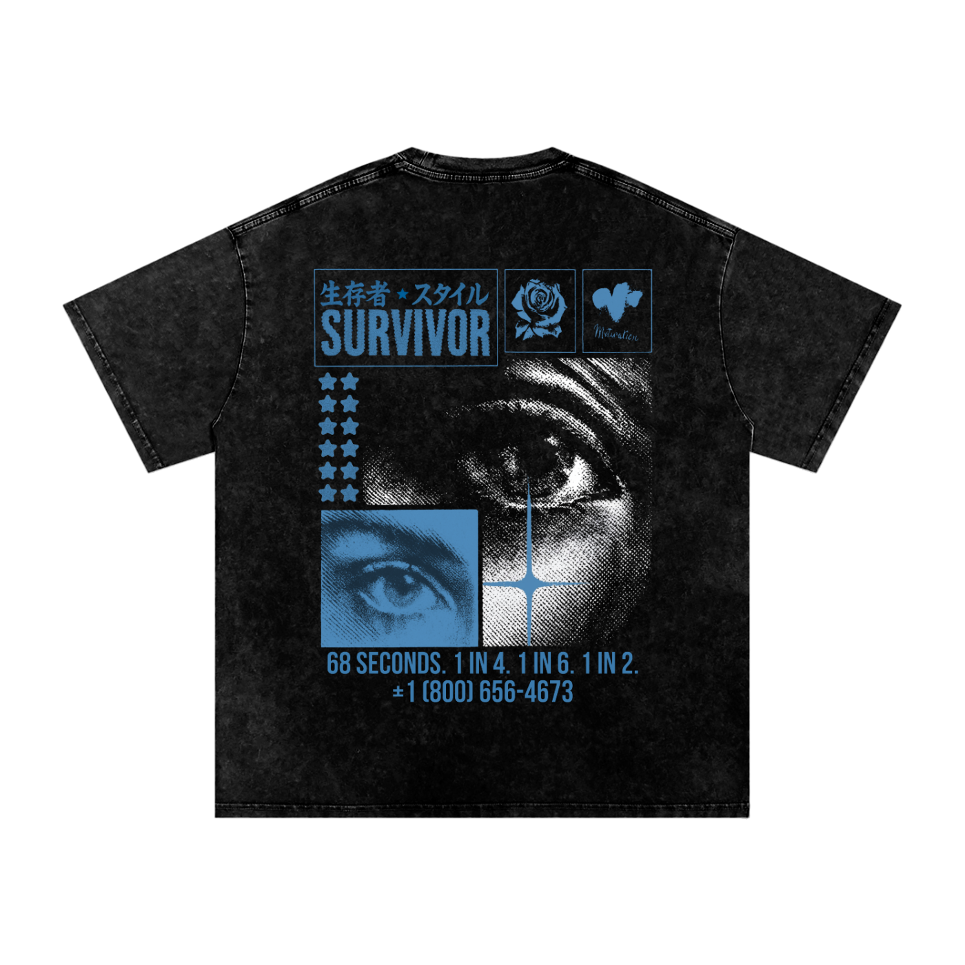 Blue Steel - Acid Wash Oversize Tee - Maturation