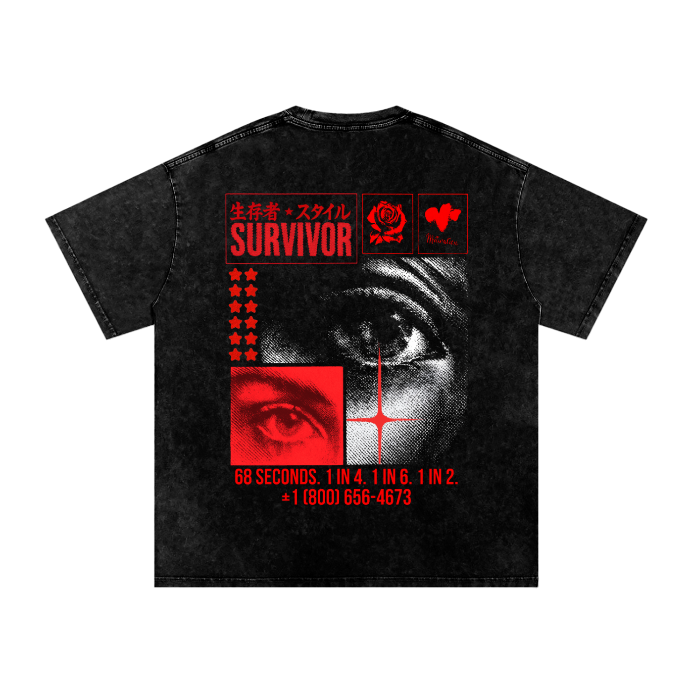 Red Crimson - Acid Wash Oversize Tee - Maturation